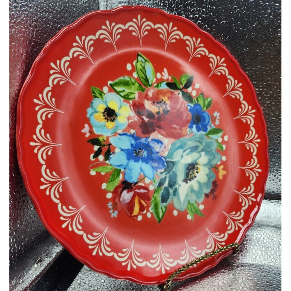 The Pioneer Woman Melody Red Floral Dessert/Salad/Small Plate (Set of 5) 8.5" - Picture 10 of 16